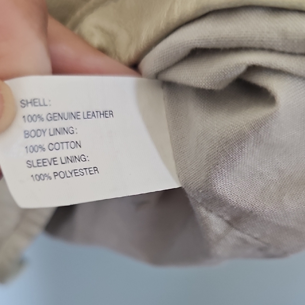 GAP Vintage Women's Beige Leather Button Up Jacket Large - Picture 7 of 13